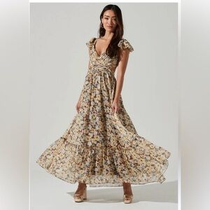 ASTR the label dress primrose floral dress in yellow brown. Never worn!